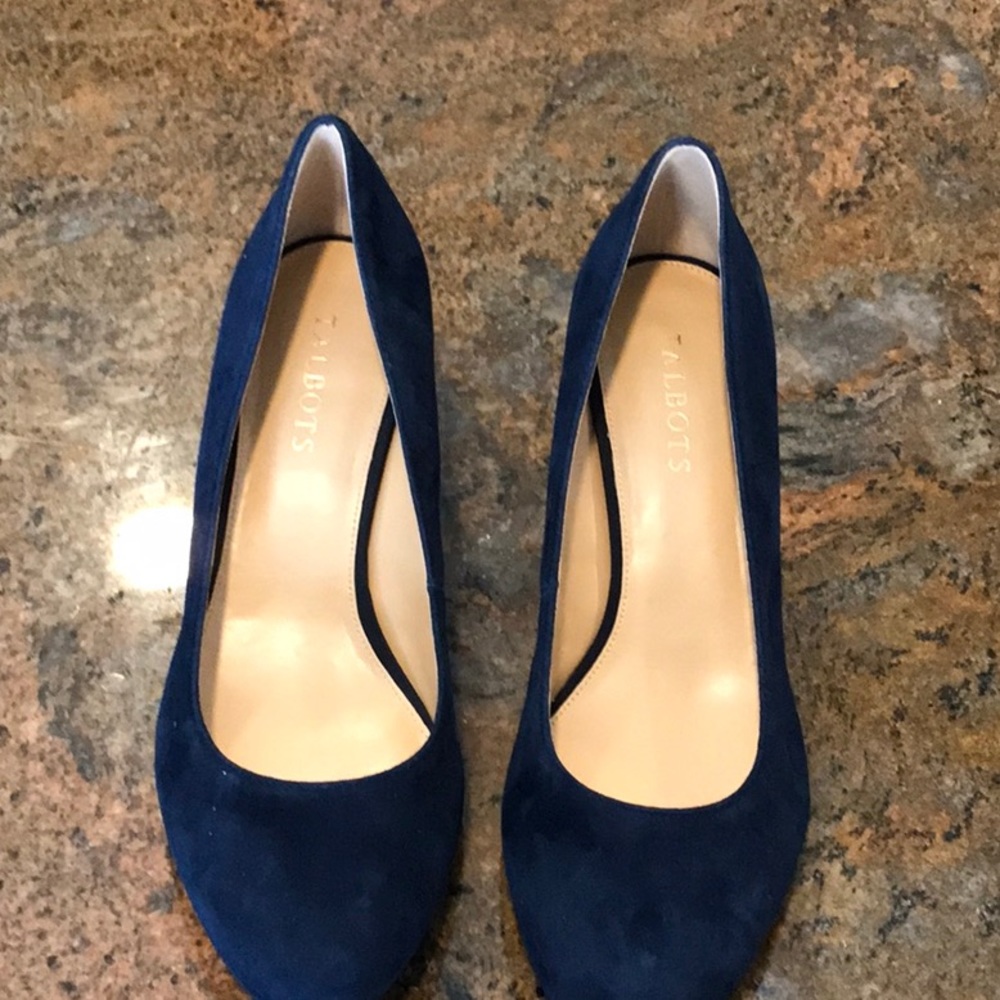 Talbot’s brand blue suede black heels